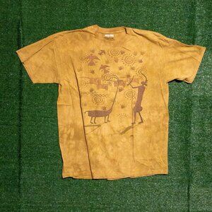 VINTAGE 1999 THE MOUNTAIN MENS T SHIRT OUTDOOR NATURE TRAILS STARS TAN SIZE XXL